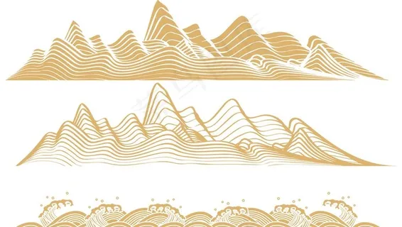 山峦浪花线条图片