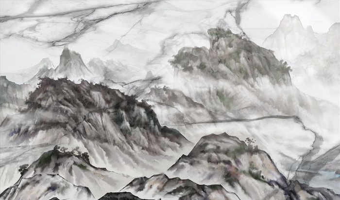 水墨山水 背景墙图片