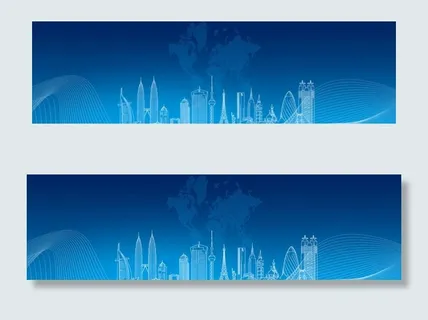 透明线条楼群蓝色科技底图图片