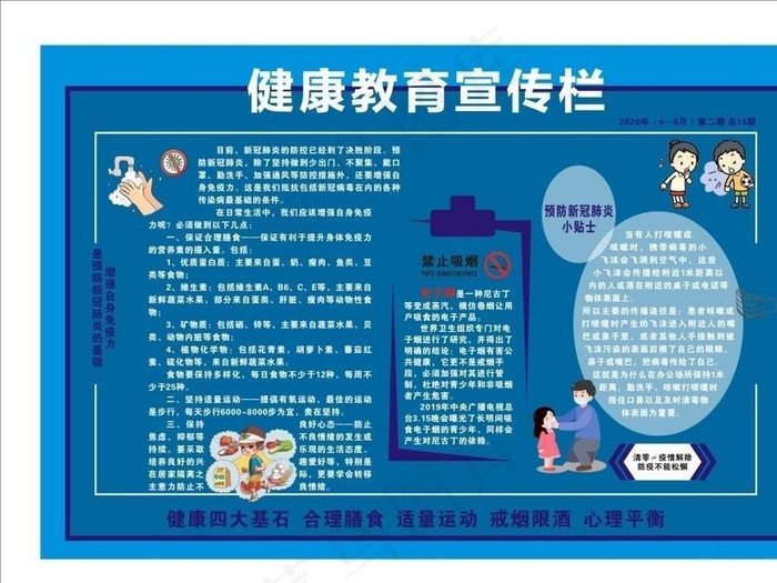 学校新冠肺炎疫情健康教育宣传栏图片cdr矢量模版下载