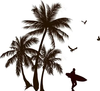 椰子树剪影图片