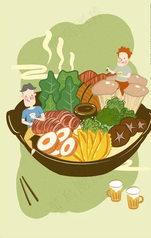 手绘卡通冒菜插画图片
