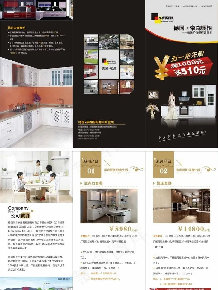 帝森橱柜三折页图片(210X297)cdr矢量模版下载