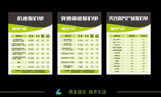 汽车保养价目表图片