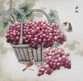 多子多福葡萄工笔画图片