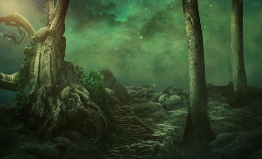 森林迷幻魔幻合成背景素材图片