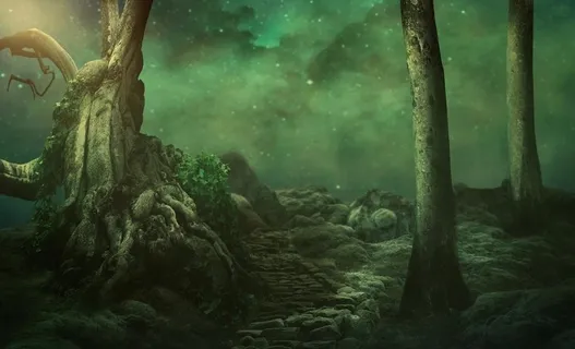 森林迷幻魔幻合成背景素材图片 森林迷幻魔幻合成背景素材图片