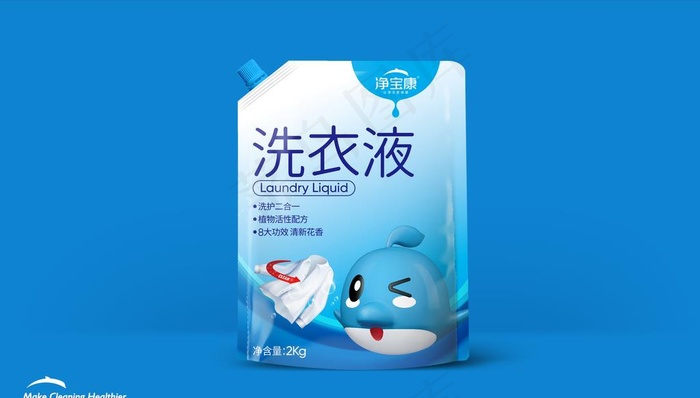 2kg袋装洗衣液包装设计效果图图片(2953X1772(DPI:300))psd模版下载