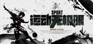 水墨风运动无极限体育运动展板图片