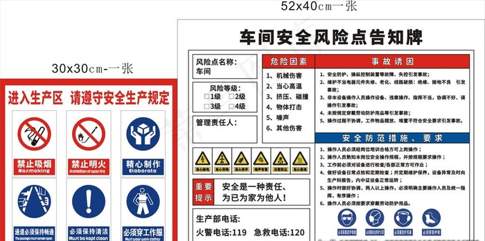车间安全风险告知牌图片cdr矢量模版下载