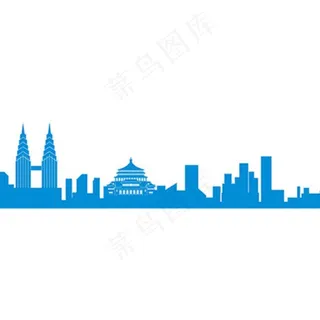 重庆双子塔大礼堂剪影图片