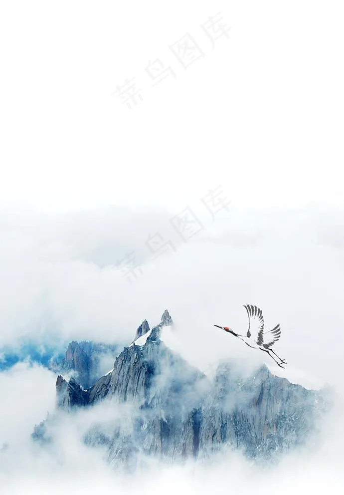 仙鹤飞跃山峦美景重阳节背景素材图片