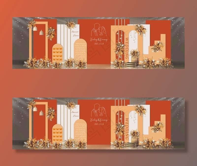 秋色系婚礼图片