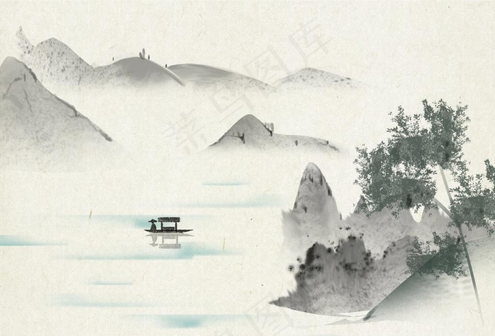 水墨山水图片(2816X2000(DPI:72))psd模版下载