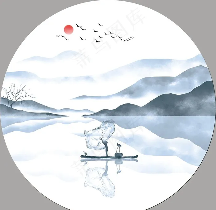 意境山水画图片(9449X9449(DPI:300))psd模版下载