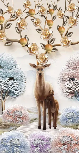 玄关画  麋鹿  财路图片 玄关画  麋鹿  财路图片