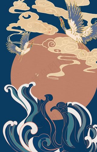 中国风国潮背景插画图片