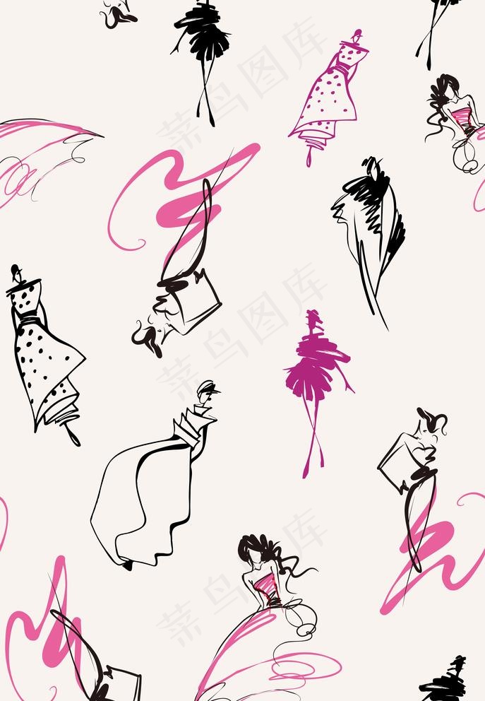 时装涂鸦效果图图片