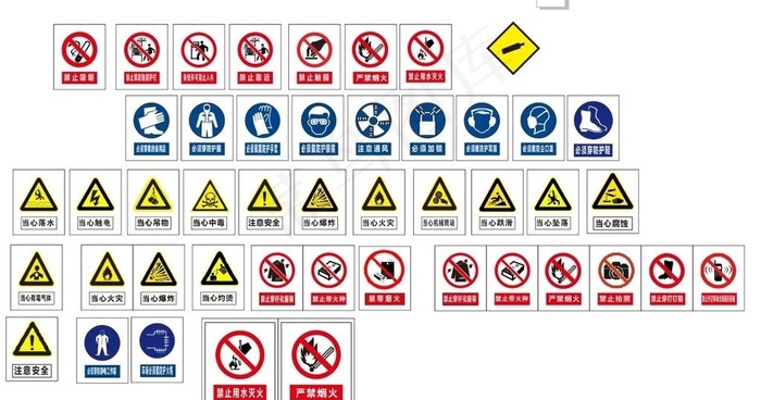 各类消防警示标志图片cdr矢量模版下载