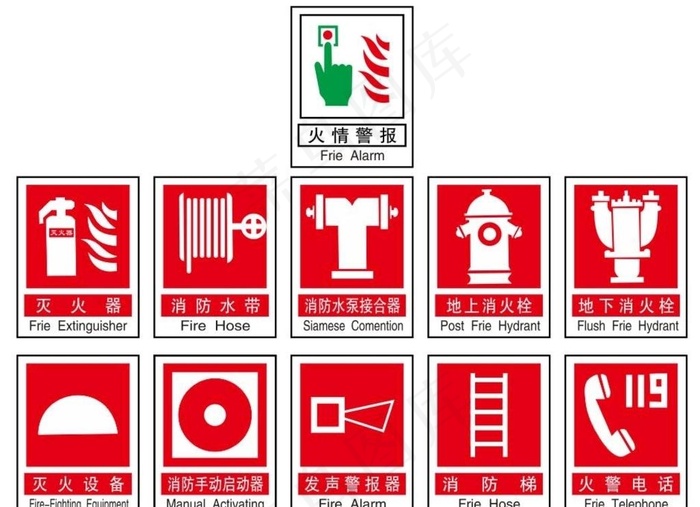 矢量消防标识图片cdr矢量模版下载