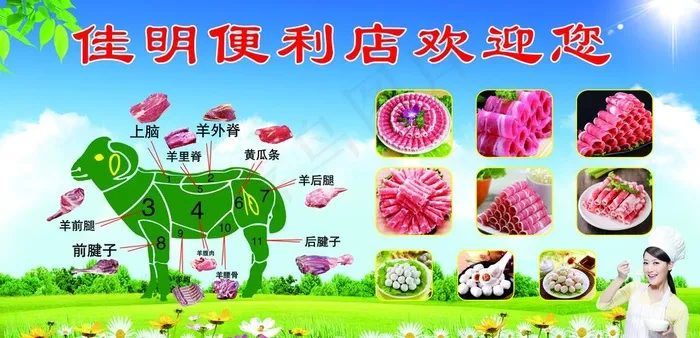 羊肉分割图图片(6496X3346(DPI:50))psd模版下载