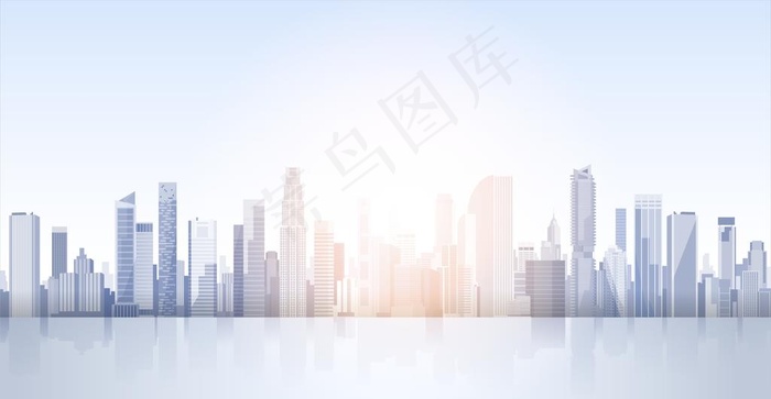 大气城市楼盘高楼剪影图片ai矢量模版下载