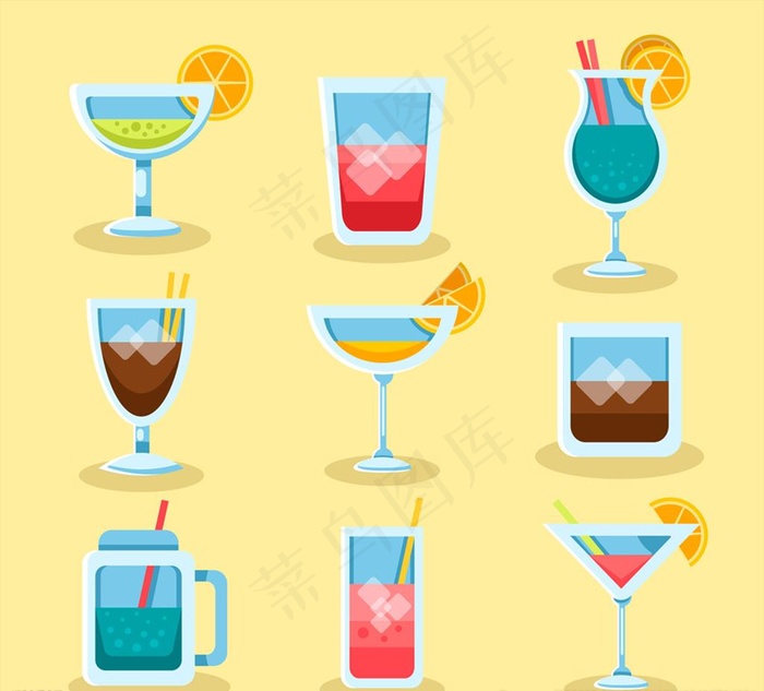 创意夏季鸡尾酒矢量素材图片ai矢量模版下载