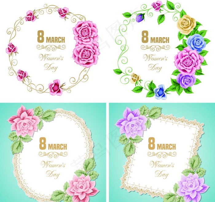 清新花纹 玫瑰花素材图片