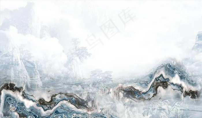 山水画 大理石纹 背景墙图片(9071X5669(DPI:72))psd模版下载