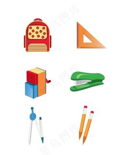 矢量卡通开学季文具元素图片
