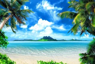 蓝天白云大海图片