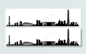 天津滨海新区地标建筑剪影图图片