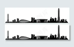 天津滨海新区地标建筑剪影图图片
