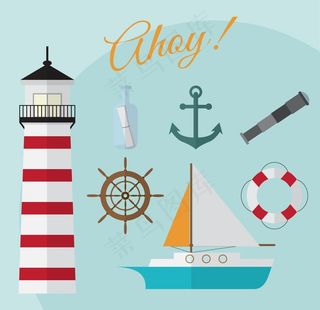 灯塔的平板设计图片