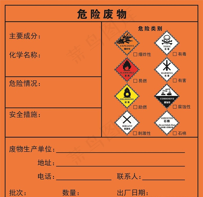 危险废物图片ai矢量模版下载