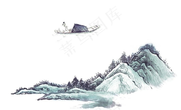 古典中国风山水墨画免抠图图片