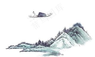 古典中国风山水墨画免抠图图片