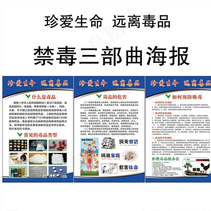 禁毒宣传三部曲图片(2835X4252(DPI:120))psd模版下载