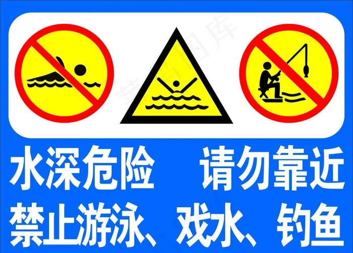 鱼塘警示标志牌图片cdr矢量模版下载