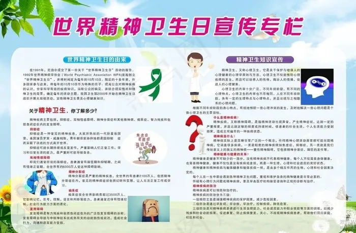 世界精神卫生日宣传栏图片cdr矢量模版下载