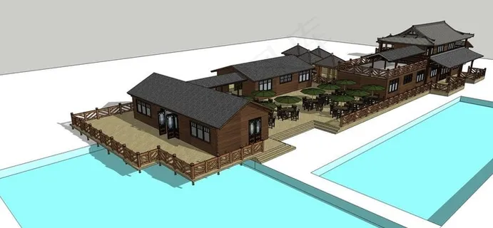 农家乐su建筑模型图片