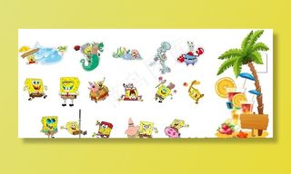 海绵宝宝沙滩鸡尾酒素材图片