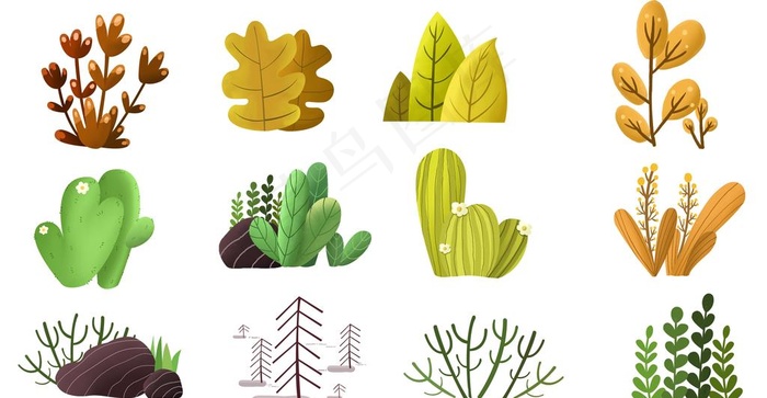 多肉植物手绘花草装饰图片