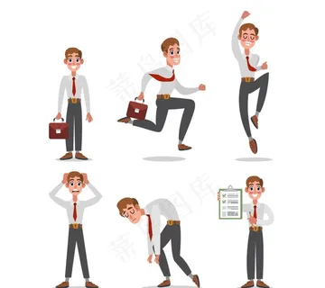 6款创意商务男子动作矢量素材图片