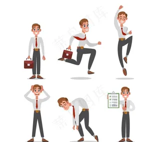 6款创意商务男子动作矢量素材图片