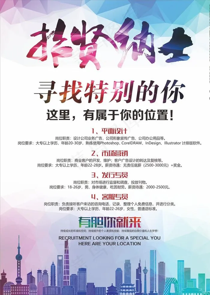 招聘海报 招聘单页 彩页图片
