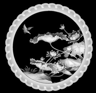 灰度图 浮雕 花鸟 花瓶 梅兰图片