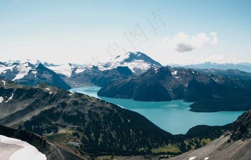 群山河流山谷天空风景图片