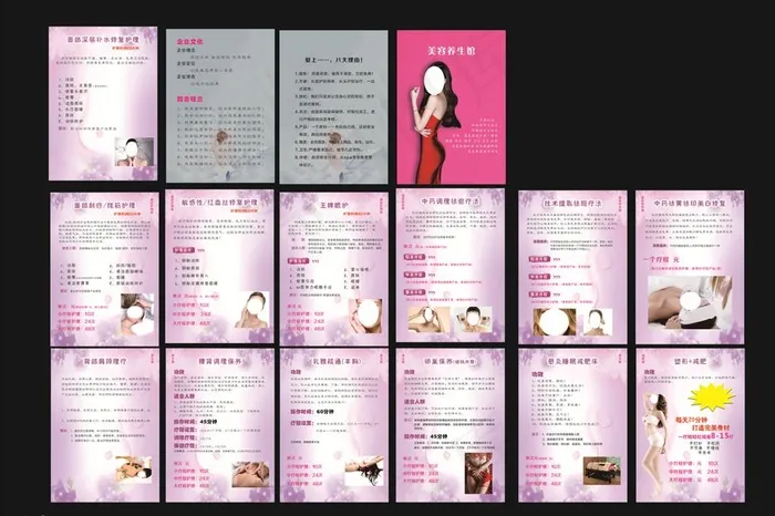 美容养生馆价格表图片(297X210)cdr矢量模版下载