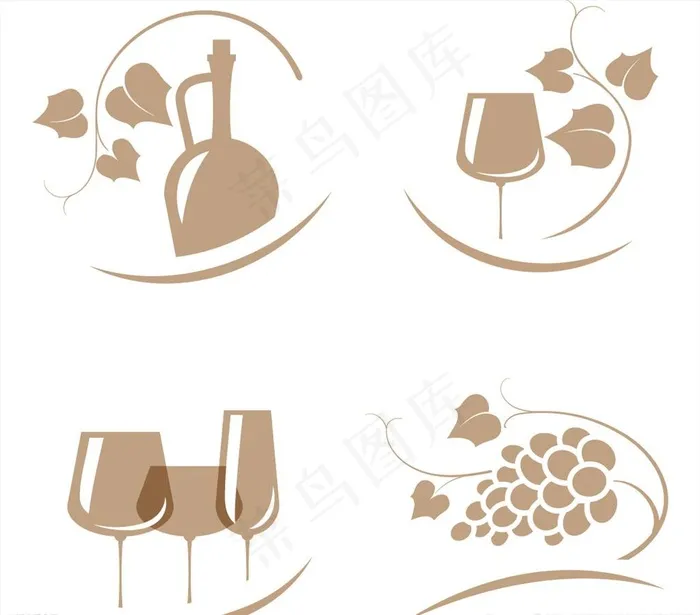 葡萄酒酒杯葡萄矢量素材图片ai矢量模版下载